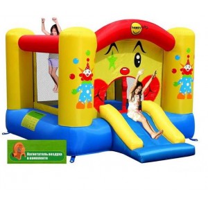 Надувной центр батут замок с горкой веселый Клоун  Happy Hop Clown Slide and Hoop Bouncer надувная конструкция 9201