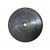 Диск обрезиненный, чёрного цвета, 26 мм, 15 кг  Atlet
