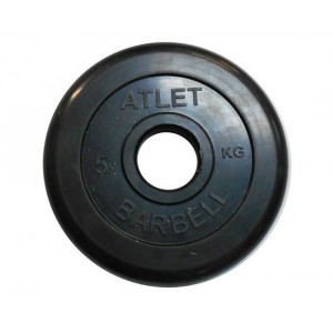 Диск обрезиненный, чёрного цвета, 51 мм, 5 кг  Atlet