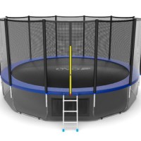 Распродажа - EVO JUMP External 16ft (Blue) + Lower net. Батут с внешней сеткой и лестницей, диаметр 16ft (синий) + нижняя сеть